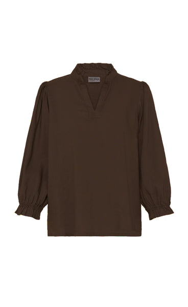 PULZ Luca frill blouse - espresso