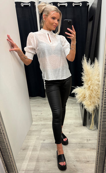 FREEQUENT Flory blouse - white w. silver