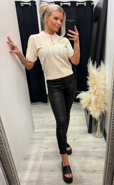N-mecca knit polo - ivory