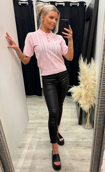 N-mecca knit polo - baby pink