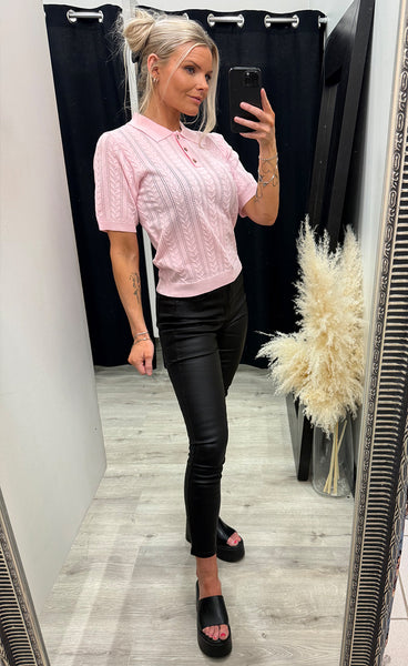 N-mecca knit polo - baby pink