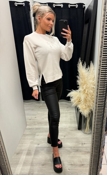 Pusti slit sweatshirt - sand melange