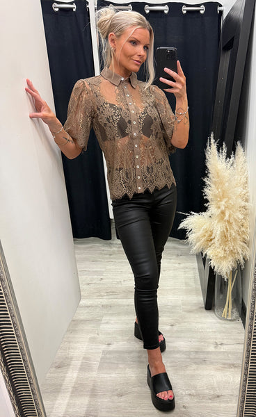 Paloma lace blouse - caramel