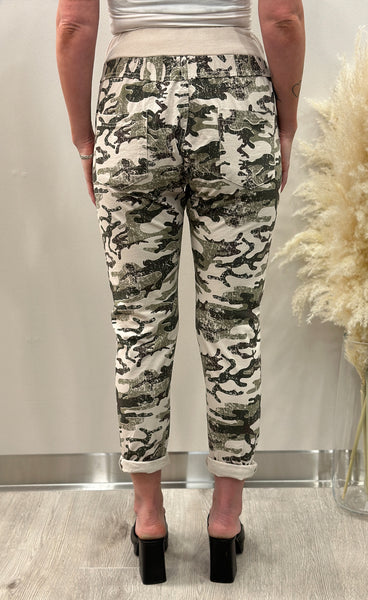 Camo jogging buxur - beige