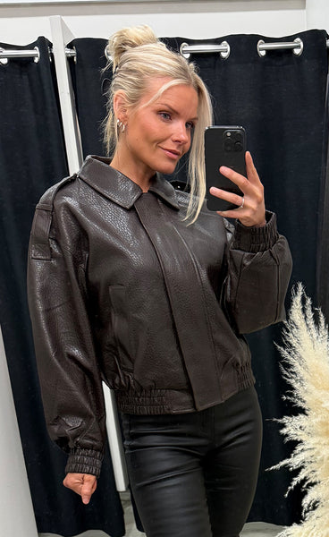 Yara PU jacket - chocolate