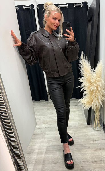 Yara PU jacket - chocolate