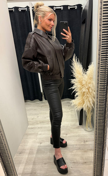 Yara PU jacket - chocolate