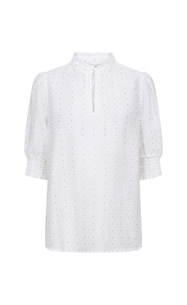 FREEQUENT Flory blouse - white w. silver