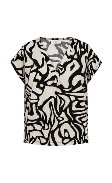 FREEQUENT Floi tee - black w. moonbeam
