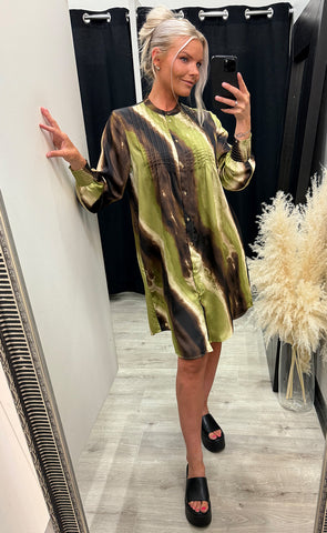 Carrie dress - brown green print