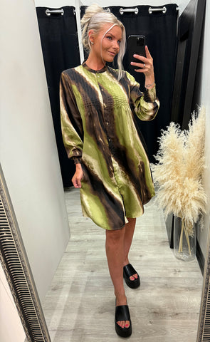 Carrie dress - brown green print