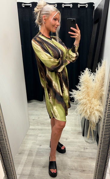 Carrie dress - brown green print