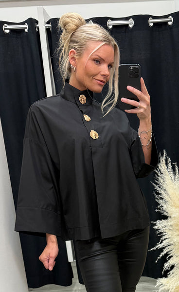 CONTINUE Klara high neck blouse - black