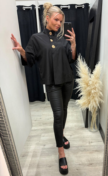 CONTINUE Klara high neck blouse - black