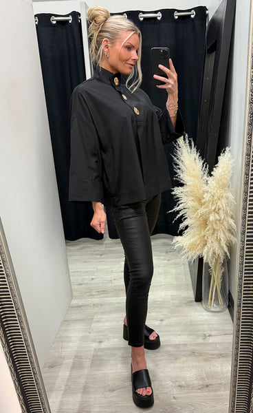 CONTINUE Klara high neck blouse - black