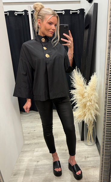 CONTINUE Klara high neck blouse - black