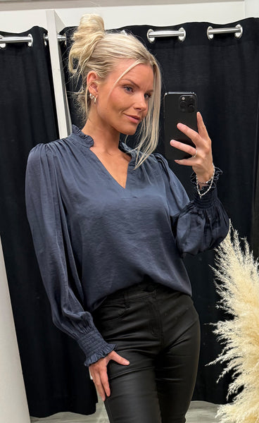 CONTINUE Moe satin blouse - navy blue