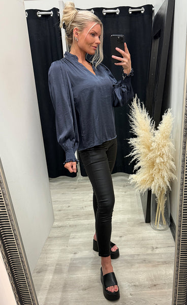 CONTINUE Moe satin blouse - navy blue