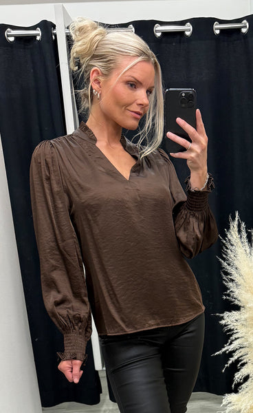 CONTINUE Moe satin blouse - brown