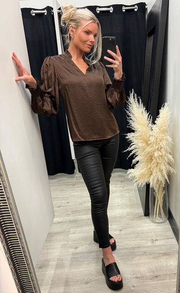 CONTINUE Moe satin blouse - brown