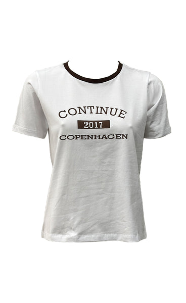 CONTINUE Dea t-shirt - white w. brown