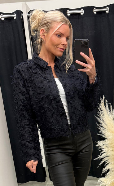 RED BUTTON Fringe bomber - navy