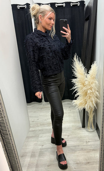 RED BUTTON Fringe bomber - navy