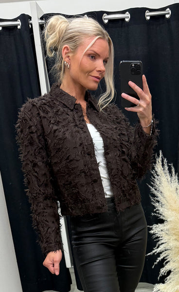 RED BUTTON Fringe bomber - espresso