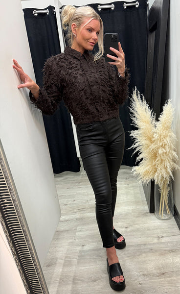 RED BUTTON Fringe bomber - espresso