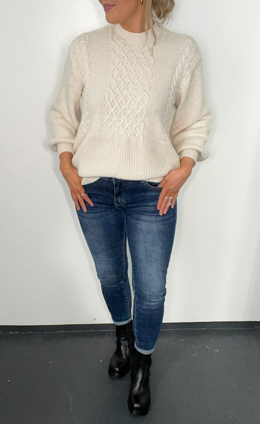 Saidi latifa peysa - ecru melange