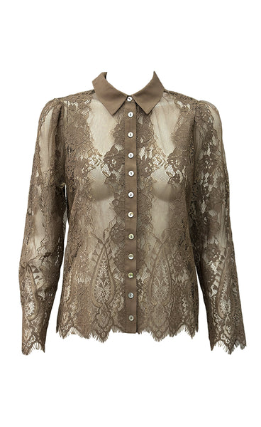 CONTINUE Paloma lace shirt - caramel