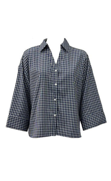 CONTINUE Amber check shirt - navy