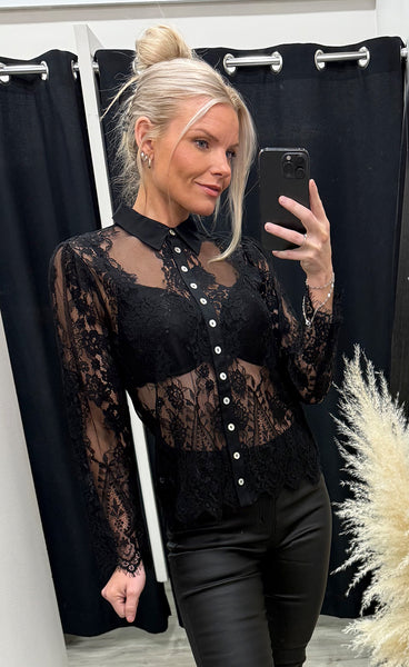 CONTINUE Paloma lace shirt - black