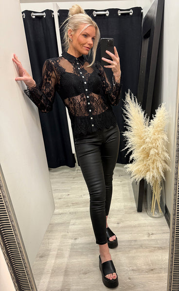 CONTINUE Paloma lace shirt - black