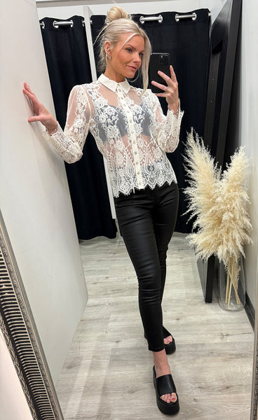 CONTINUE Paloma lace shirt - off white