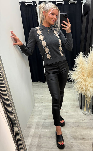 N-maxine knit - dasha grey check