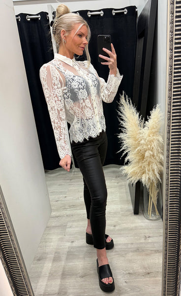 CONTINUE Paloma lace shirt - off white