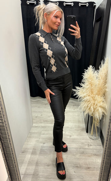 N-maxine knit - dasha grey check