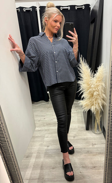 CONTINUE Amber check shirt - navy