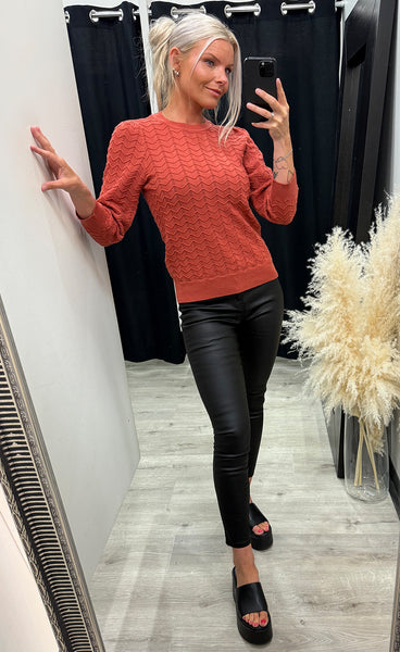 Rosy 3/4 sleeve pullover - dusty cedar red