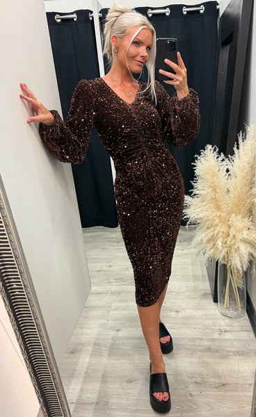 Teagan LG dress - chocolate brown