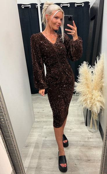 Teagan LG dress - chocolate brown