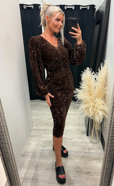 Teagan LG dress - chocolate brown