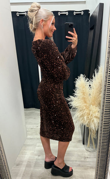 Teagan LG dress - chocolate brown