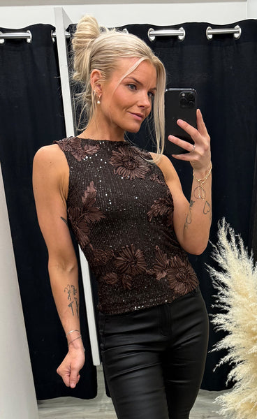 SP Sis glam top - brown sequeen