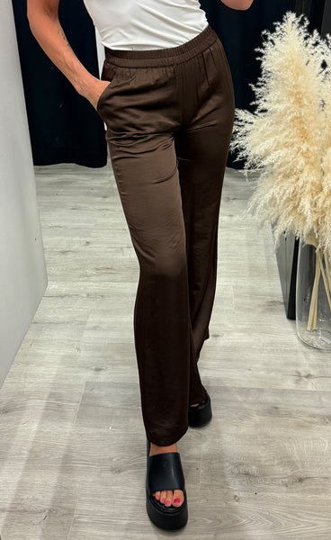 Roberta satin pants - brown
