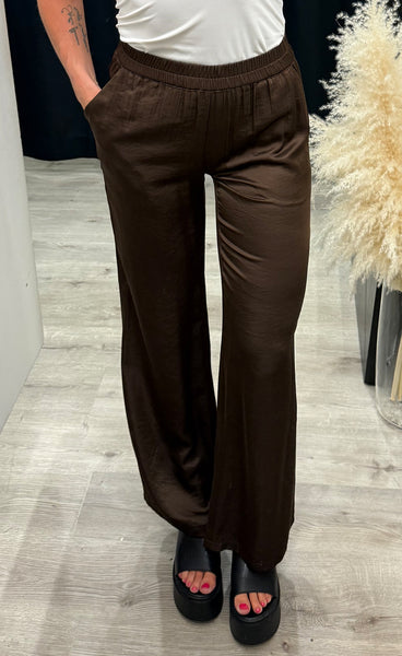 Roberta satin pants - brown