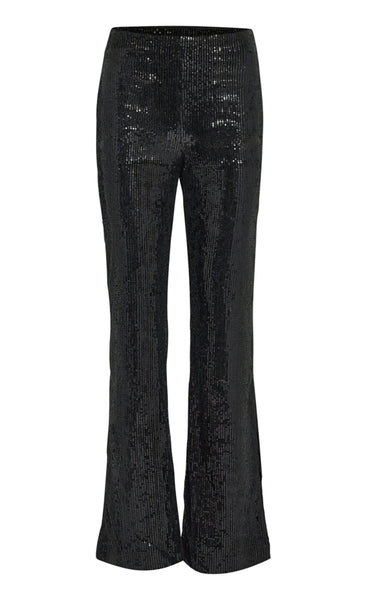 Holli HW flared sequin pants - black