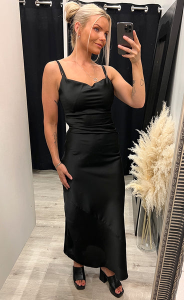 Michelle satin dress - black