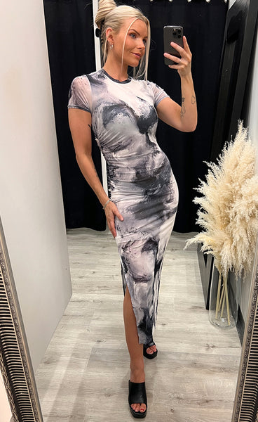 Freya mesh dress - white black
